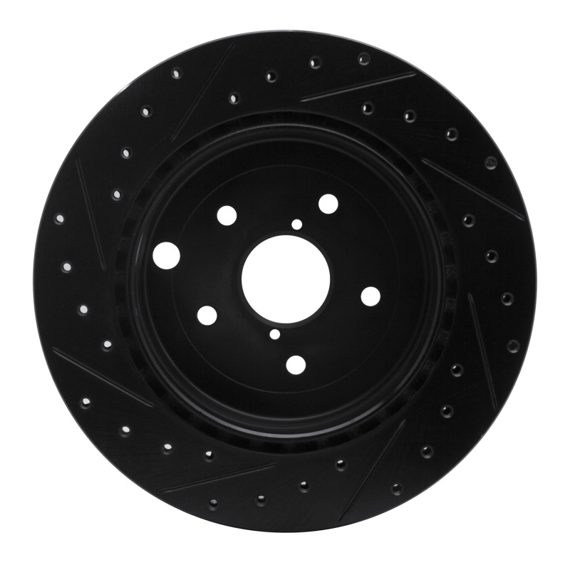Subaru Impreza Brake Rotor (1) - Rear Right - R1 Concepts - Drilled & Slotted - Black - `08-`20